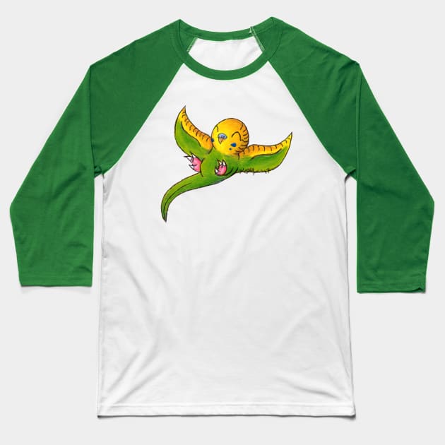 Little Green Parakeet Baseball T-Shirt by KristenOKeefeArt